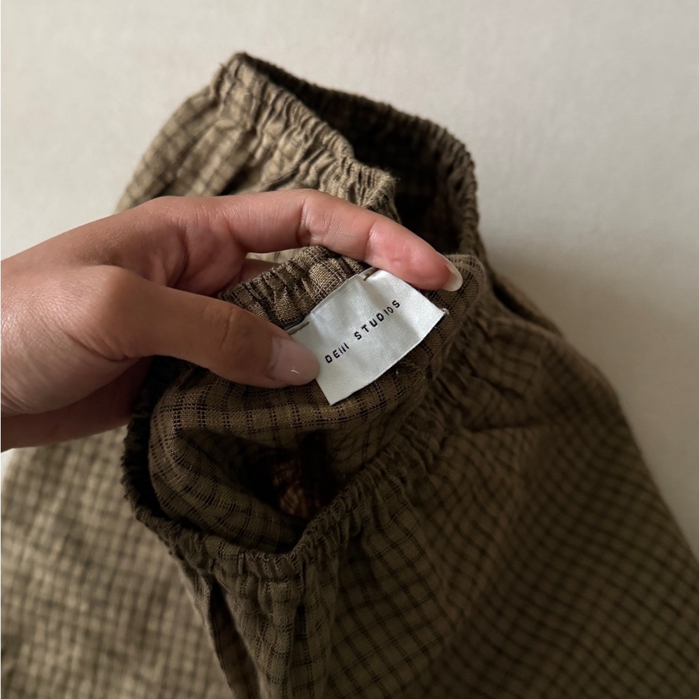 Deiji Studios Brown Checkered Women's Pants